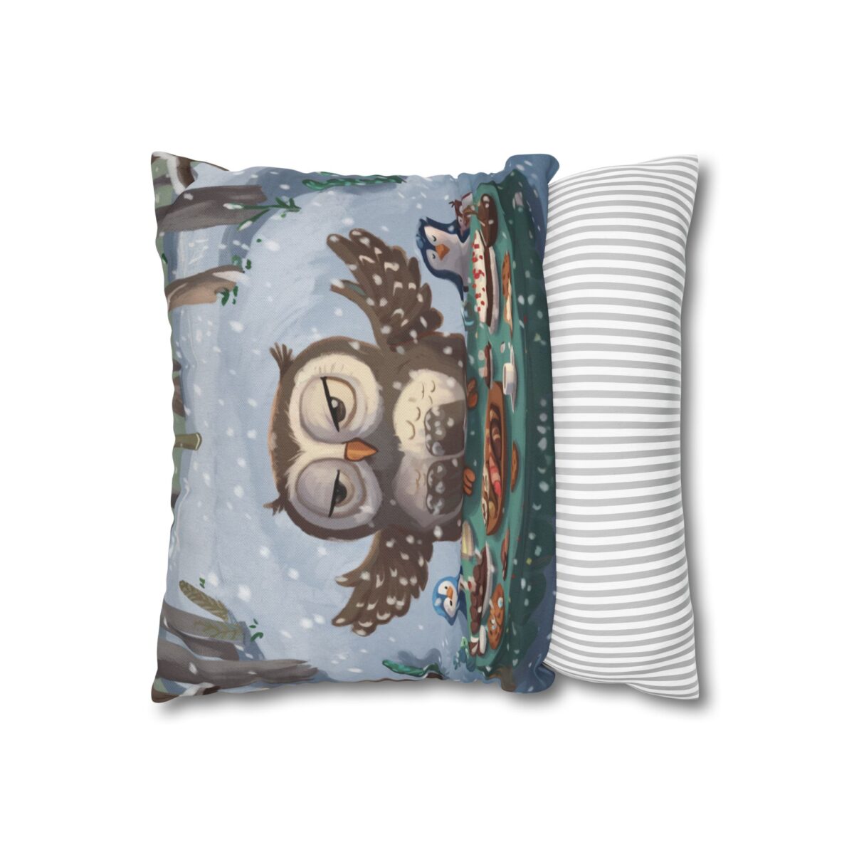 Winter Woodland Feast Spun Polyester Square Pillowcase - Image 4