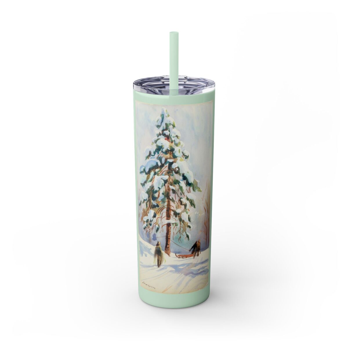 A tall pine tree Skinny Tumbler with Straw, 20oz - Image 9