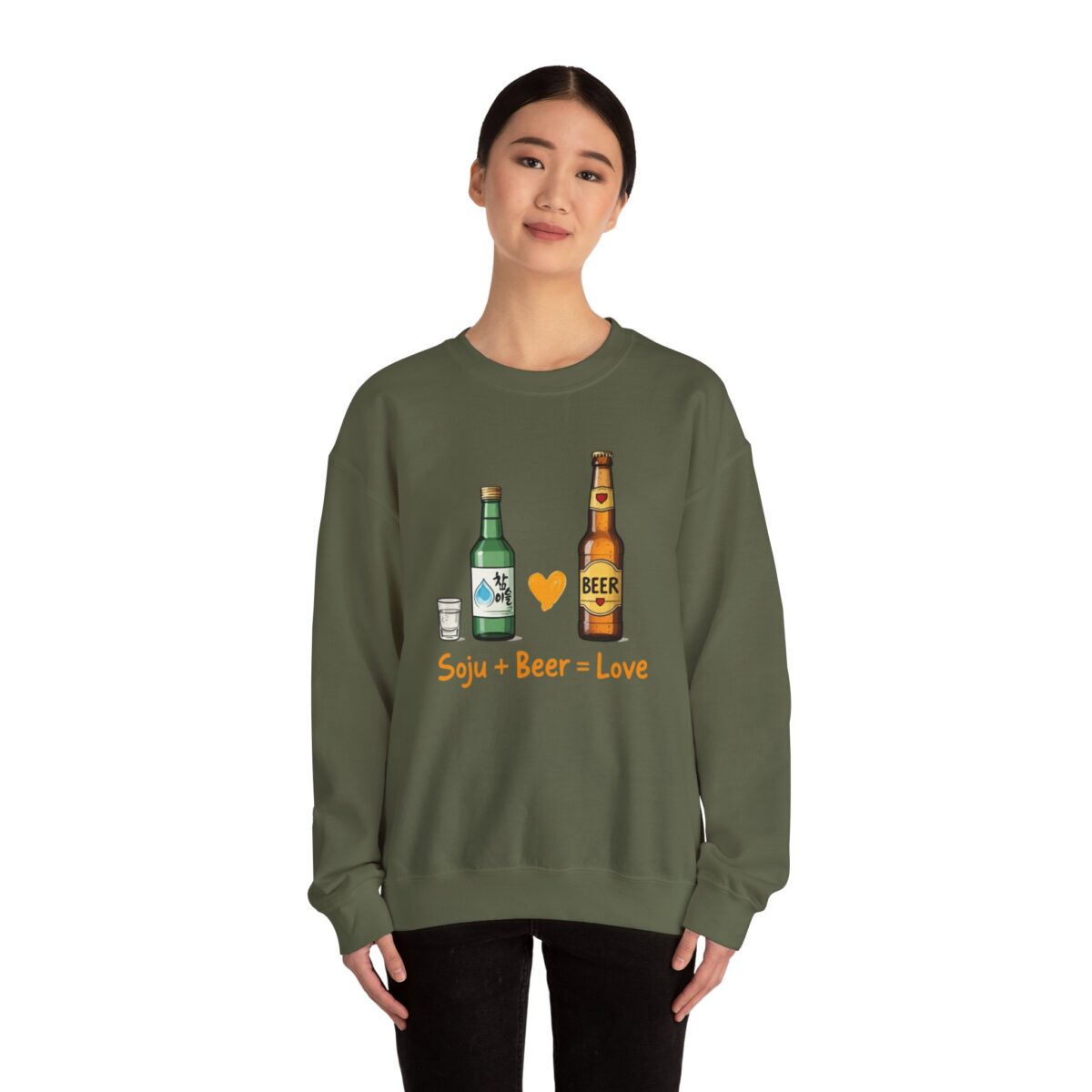 Soju + Beer = Love Unisex Heavy Blend™ Crewneck Sweatshirt - Image 24