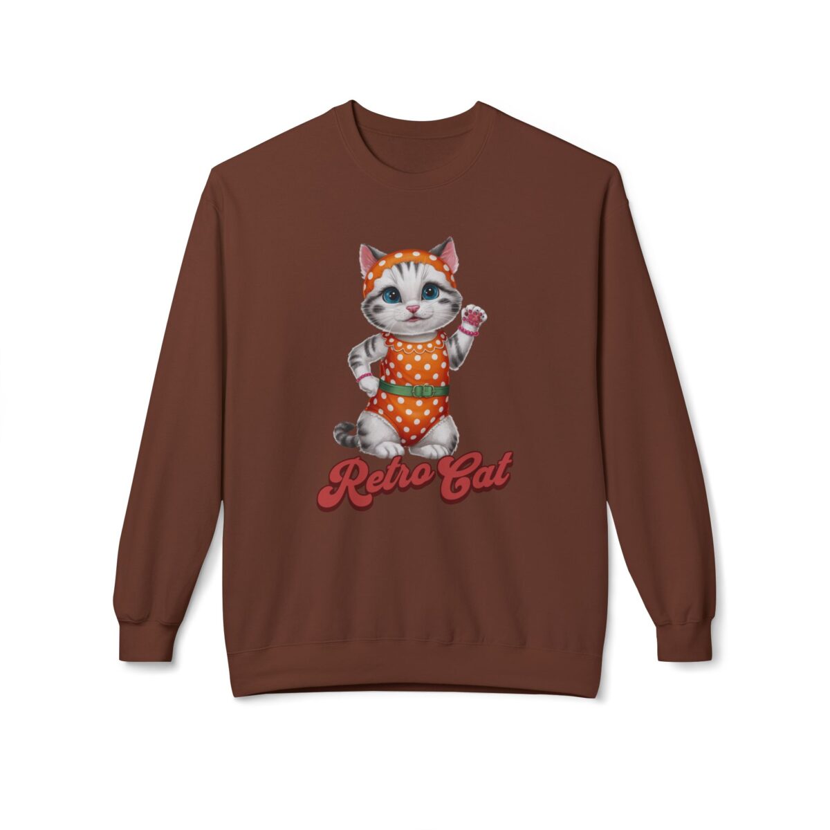 Retro Cat Unisex Midweight Softstyle Fleece Crewneck Sweatshirt - Image 9