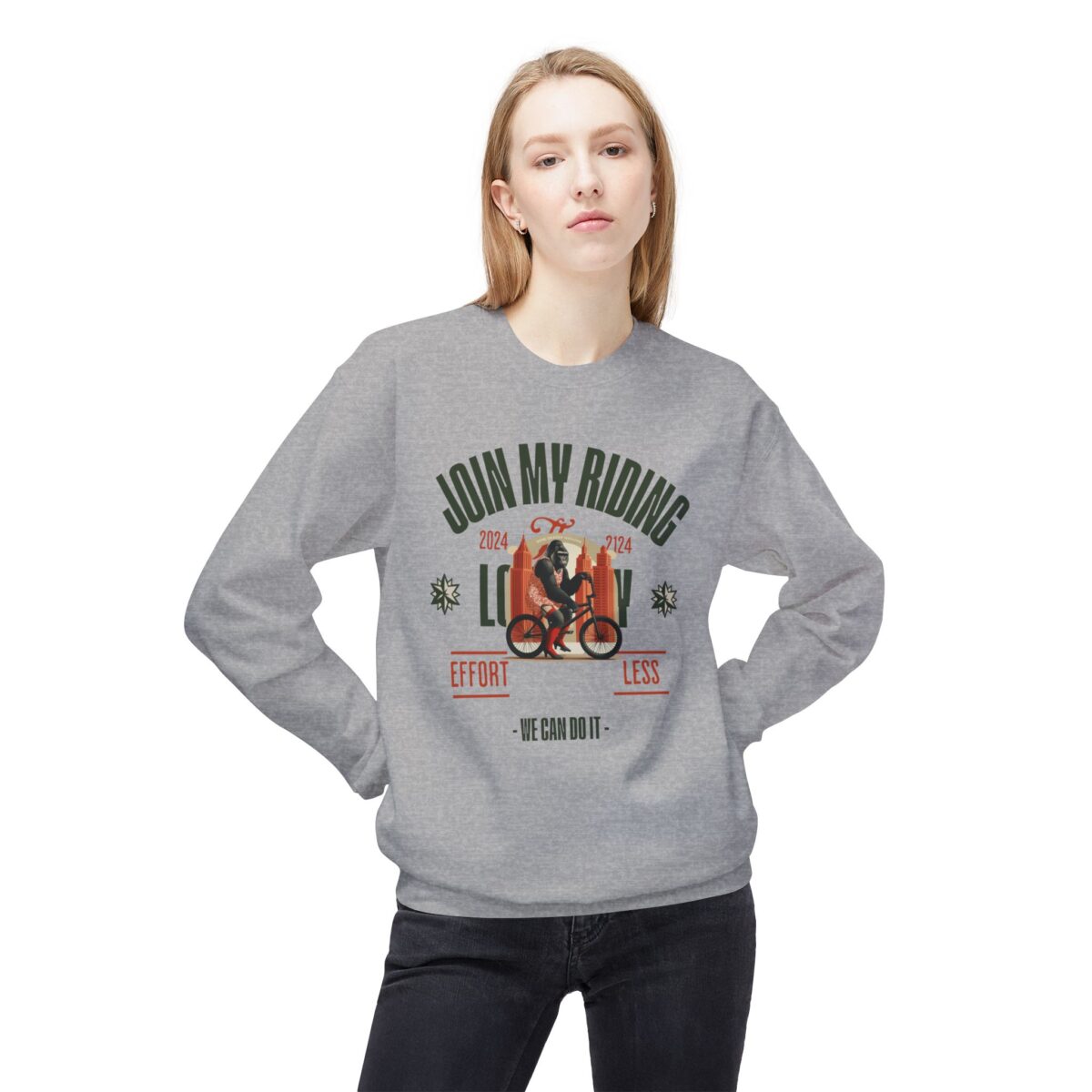 Join My Riding? Unisex Midweight Softstyle Fleece Crewneck Sweatshirt - Image 3