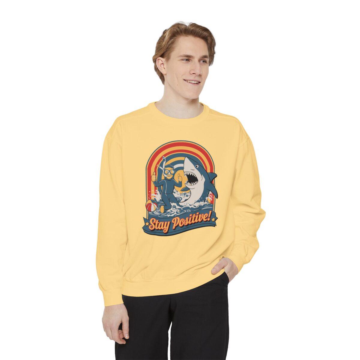 Stay positive Unisex Garment-Dyed Sweatshirt - Image 7