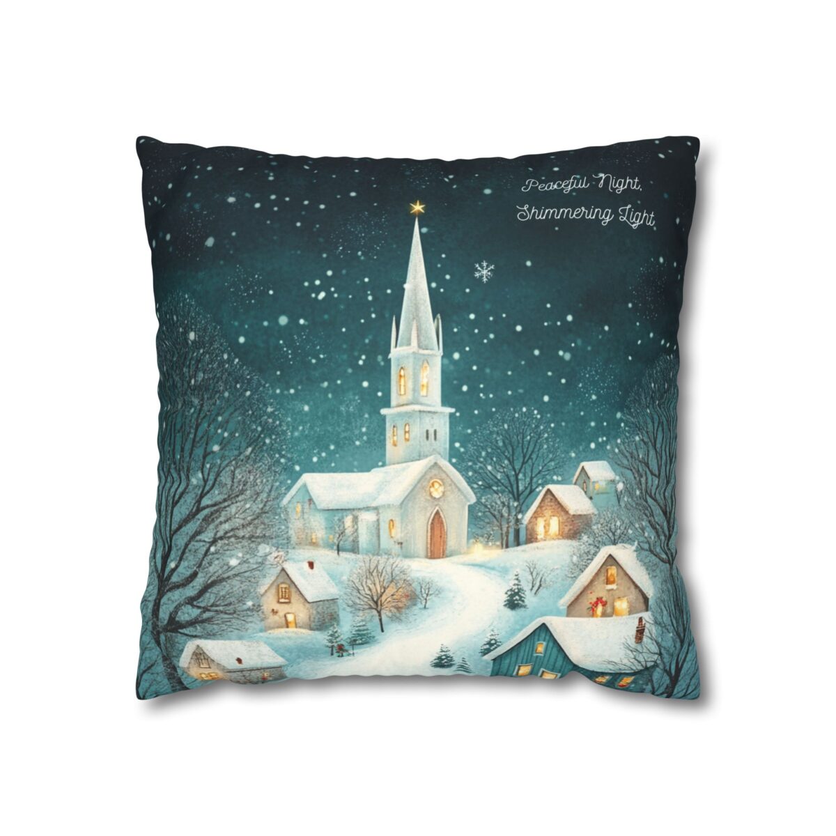 Peaceful night shimmering light Faux Suede Square Pillowcase - Image 5