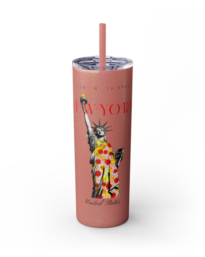 New York Glitter Skinny Tumbler with Straw, 20oz