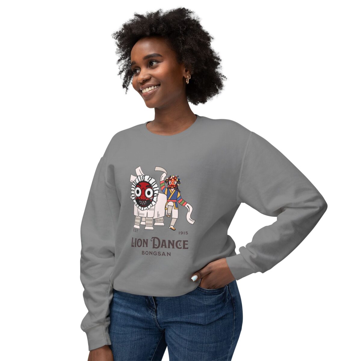 Korean traditional lion dance Unisex Lightweight Crewneck Sweatshirt - Image 19