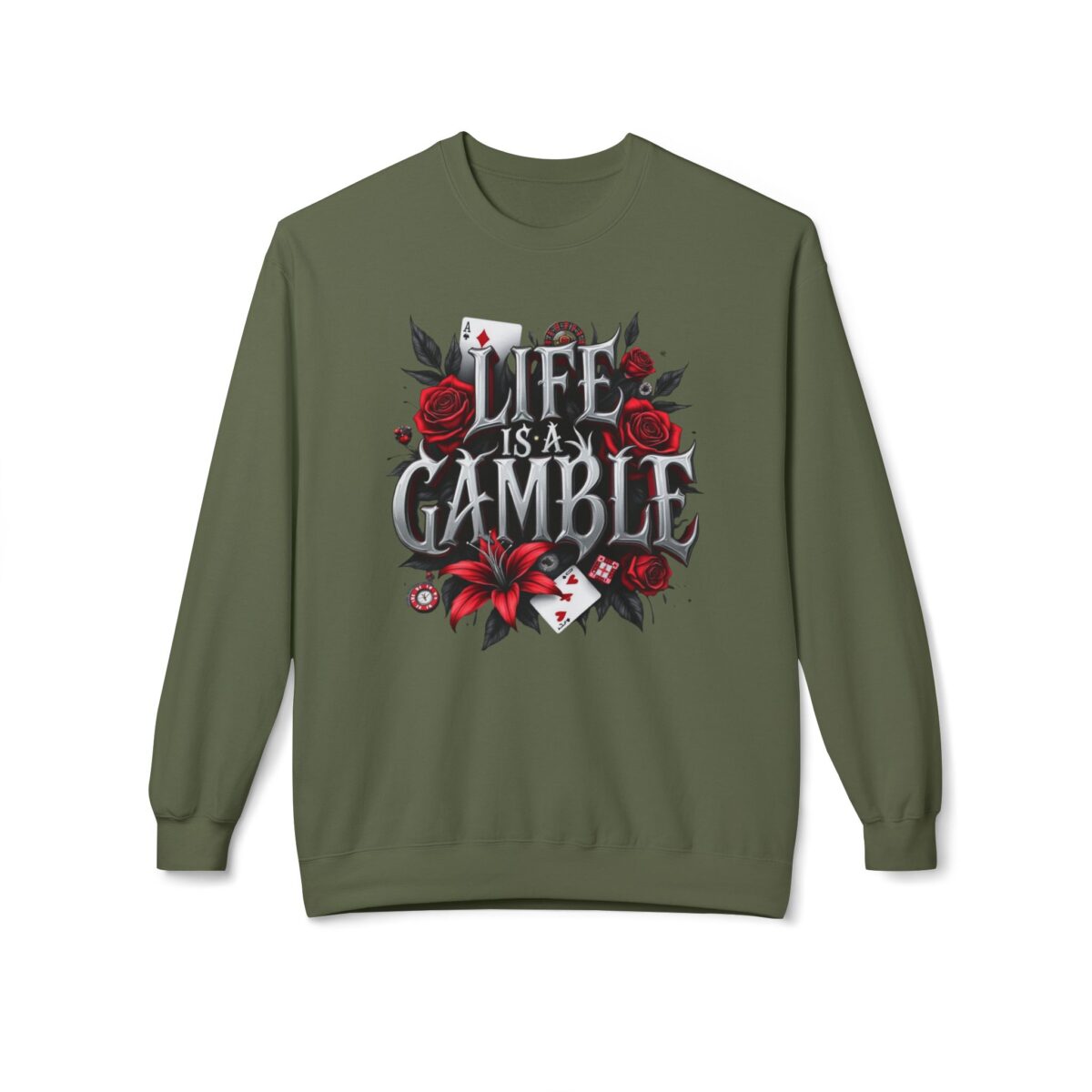 Life is a gamble Unisex Midweight Softstyle Fleece Crewneck Sweatshirt - Image 9