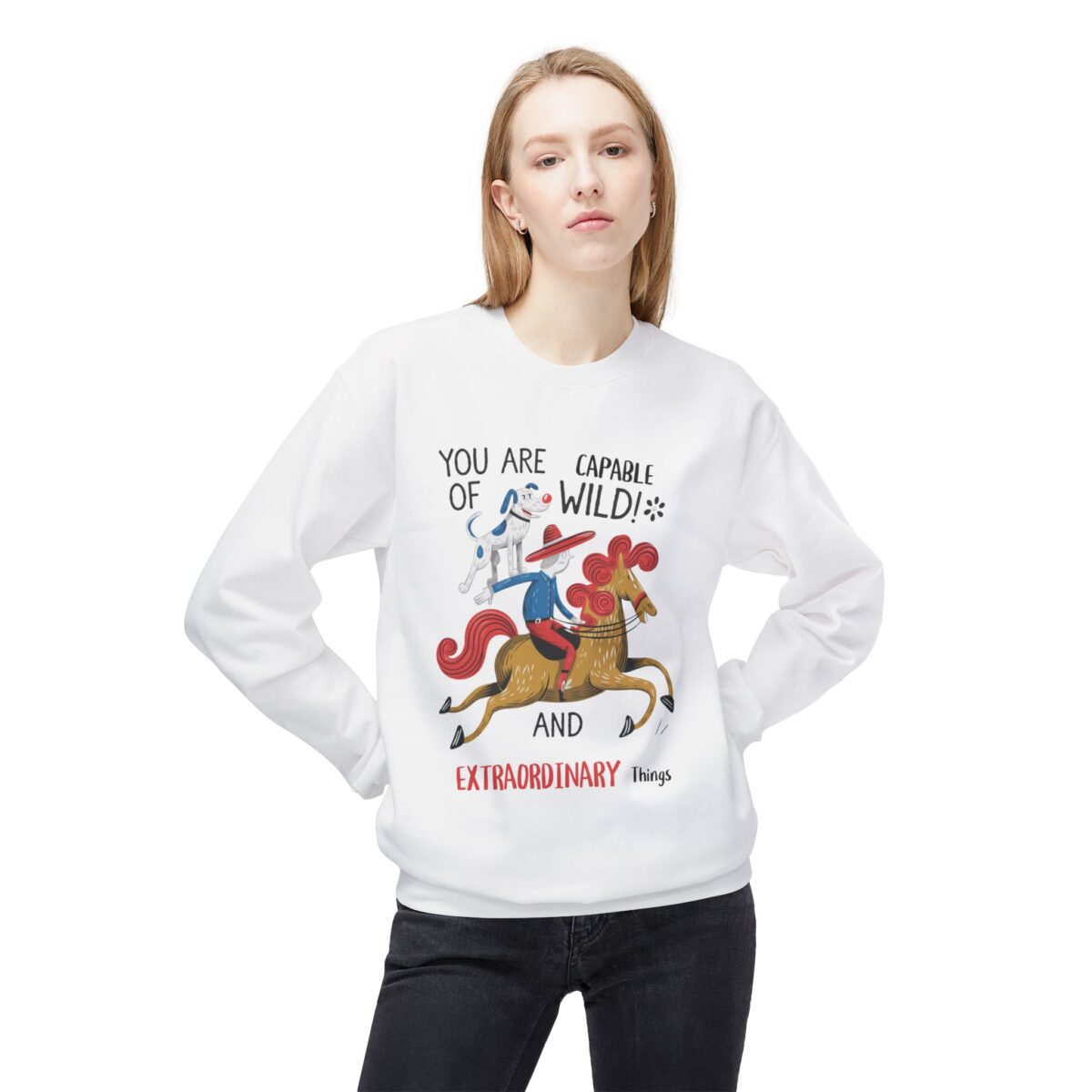 You are capable of wild and extraordinary things. Unisex Midweight Softstyle Fleece Crewneck Sweatshirt - Image 3