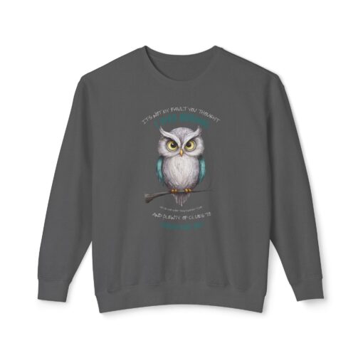 Quirky Owl's Message Unisex Lightweight Crewneck Sweatshirt - Image 9