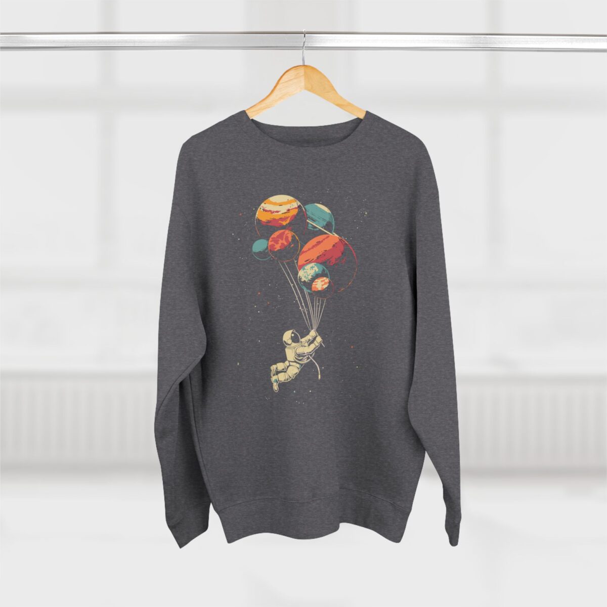 Astronaut and balloon at a Time Unisex Crewneck Sweatshirt - Image 4