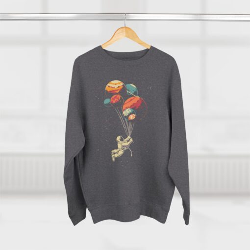 Astronaut and balloon at a Time Unisex Crewneck Sweatshirt - Image 4