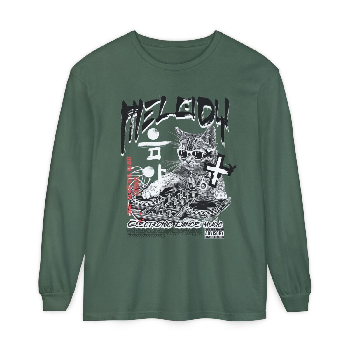 DJ Cat Unisex Garment-dyed Long Sleeve T-Shirt - Image 17