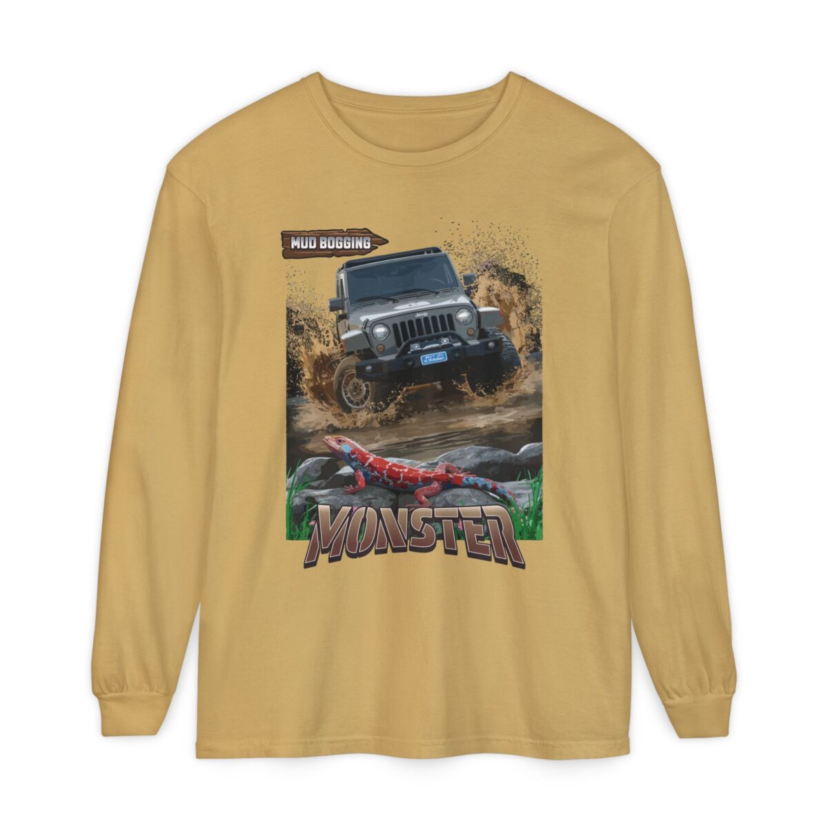 Monster car Unisex Garment-dyed Long Sleeve T-Shirt - Image 5