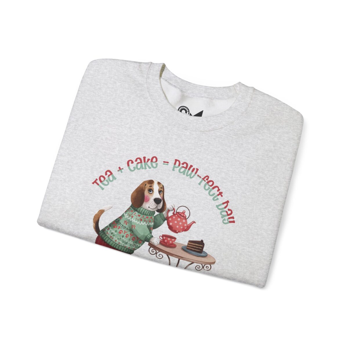 Tea + Cake = Paw-fect Day Unisex Heavy Blend™ Crewneck Sweatshirt - Image 3