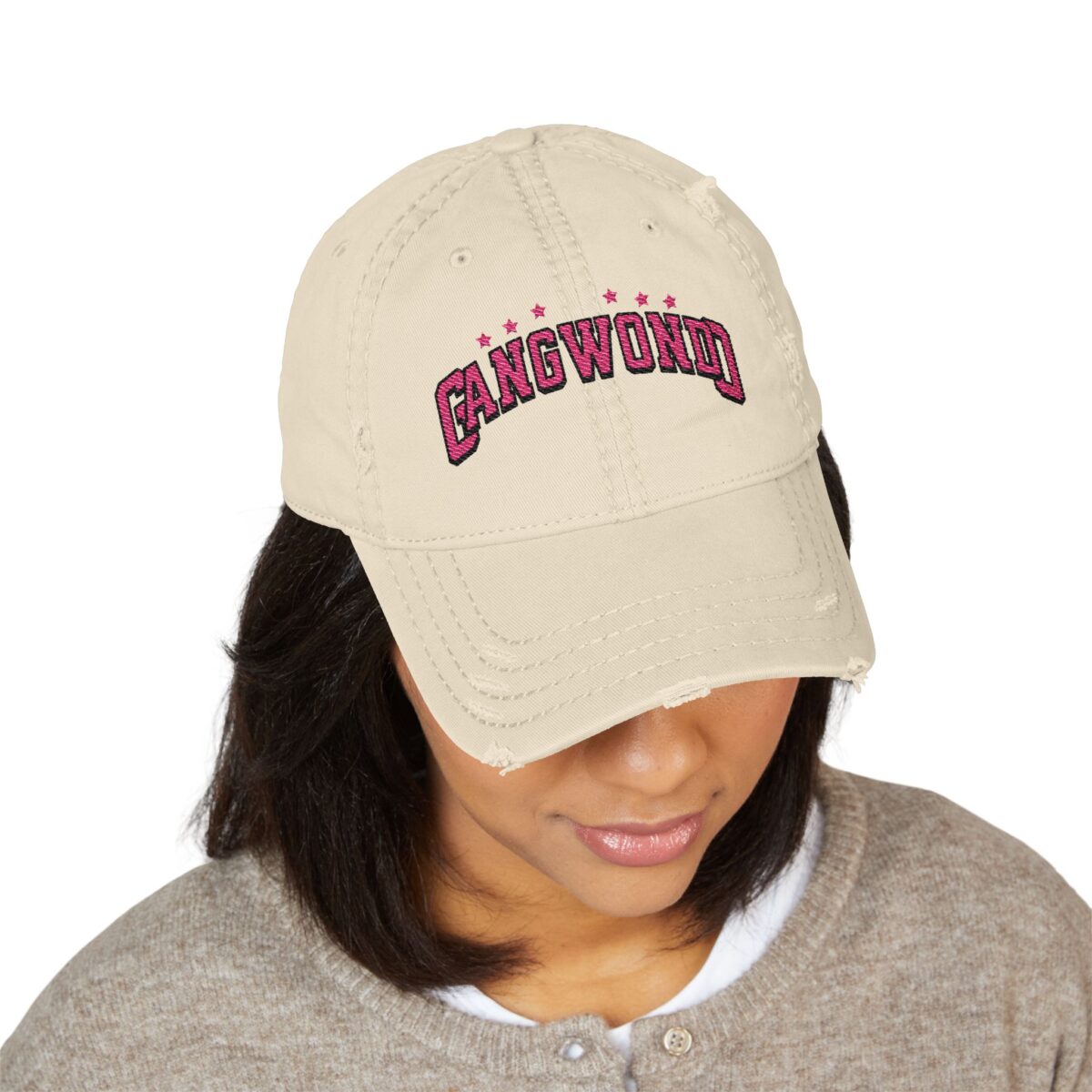 Korea Gangwondo Distressed Dad Hat with Embroidery - Image 7