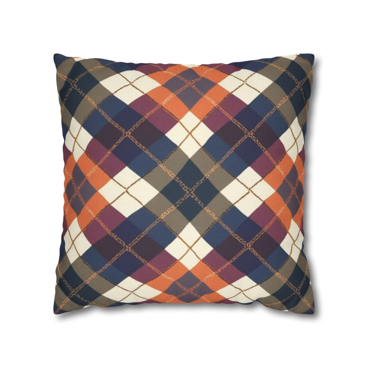 Warm Harvest Argyle Spun Polyester Square Pillowcase - Image 9