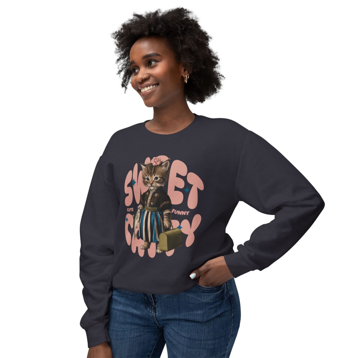Sweet Catty Unisex Lightweight Crewneck Sweatshirt - Image 31