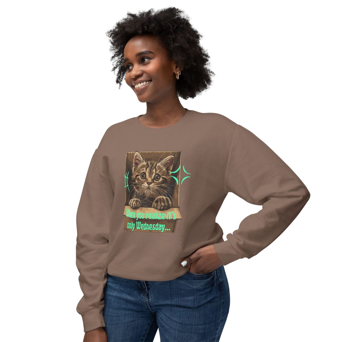 When you realize it's only Wednesday! Unisex Lightweight Crewneck Sweatshirt - Image 11