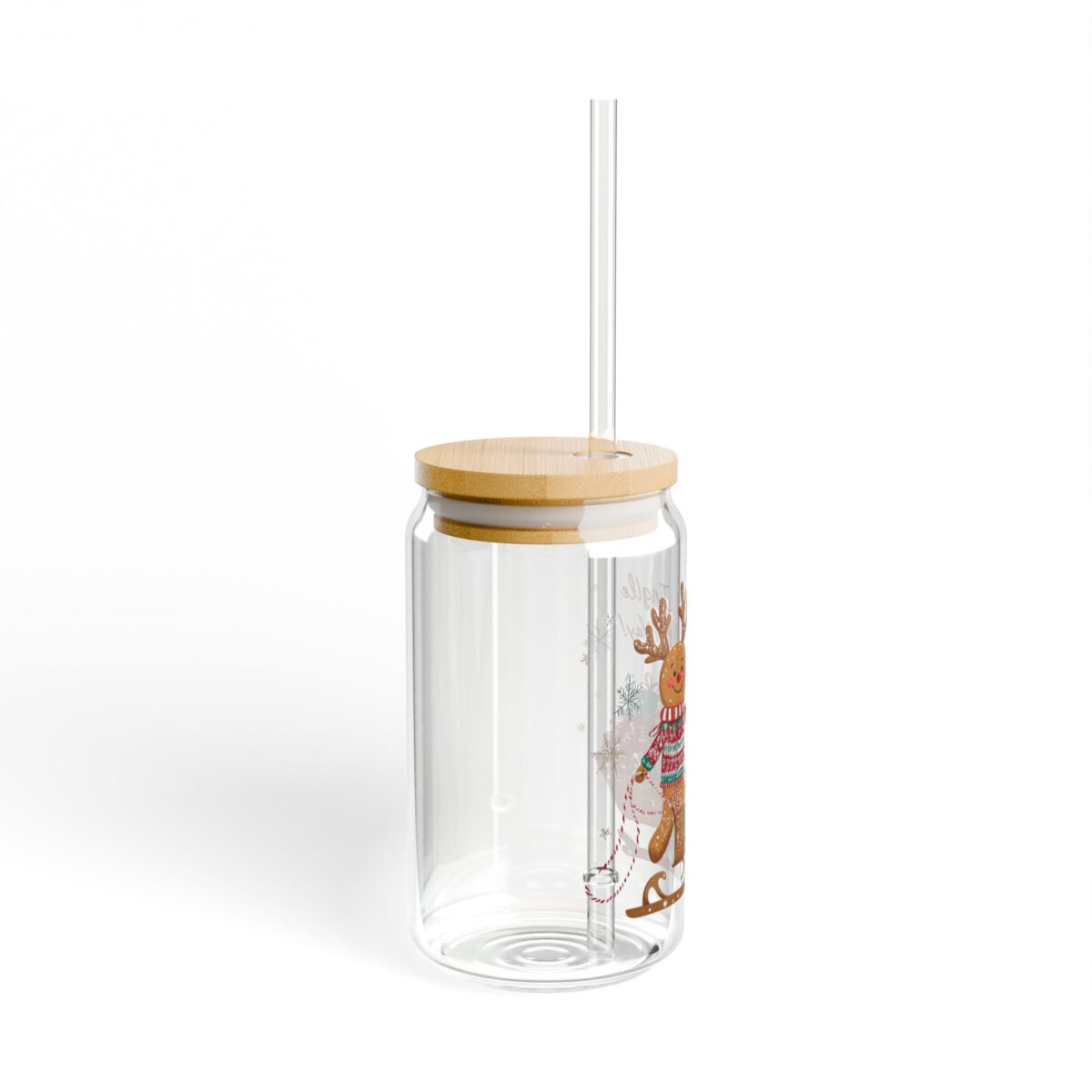 The Gingerbread Man's Love for Sleds Sipper Glass, 16oz - Image 2