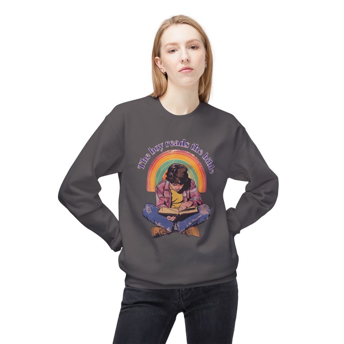The boy reads the bible Unisex Midweight Softstyle Fleece Crewneck Sweatshirt - Image 27