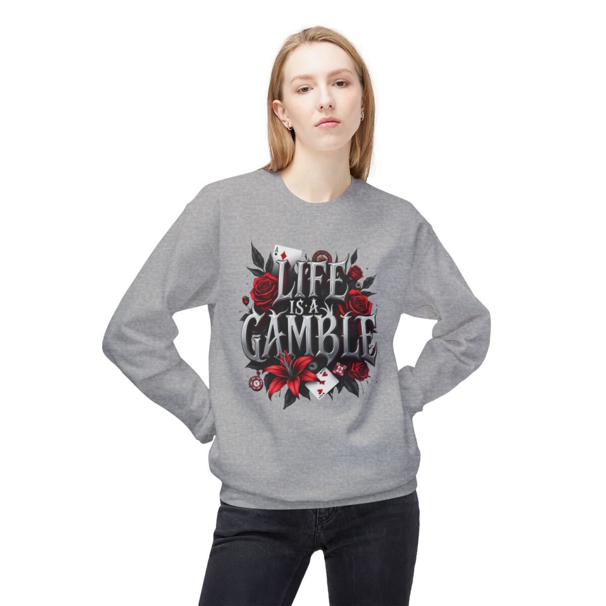 Life is a gamble Unisex Midweight Softstyle Fleece Crewneck Sweatshirt - Image 7
