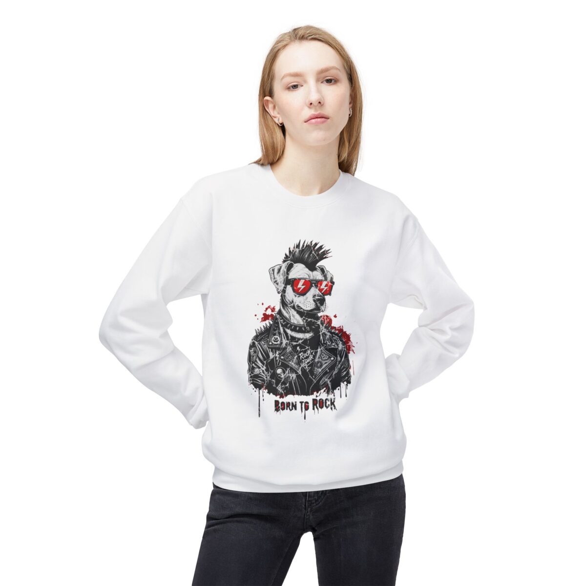 Born to rock Unisex Midweight Softstyle Fleece Crewneck Sweatshirt - Image 7