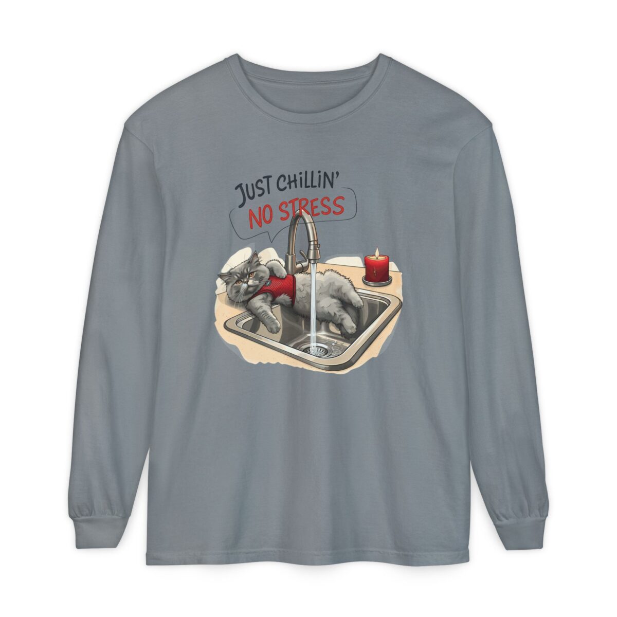 Just chillin' no stress Unisex Garment-dyed Long Sleeve T-Shirt - Image 33