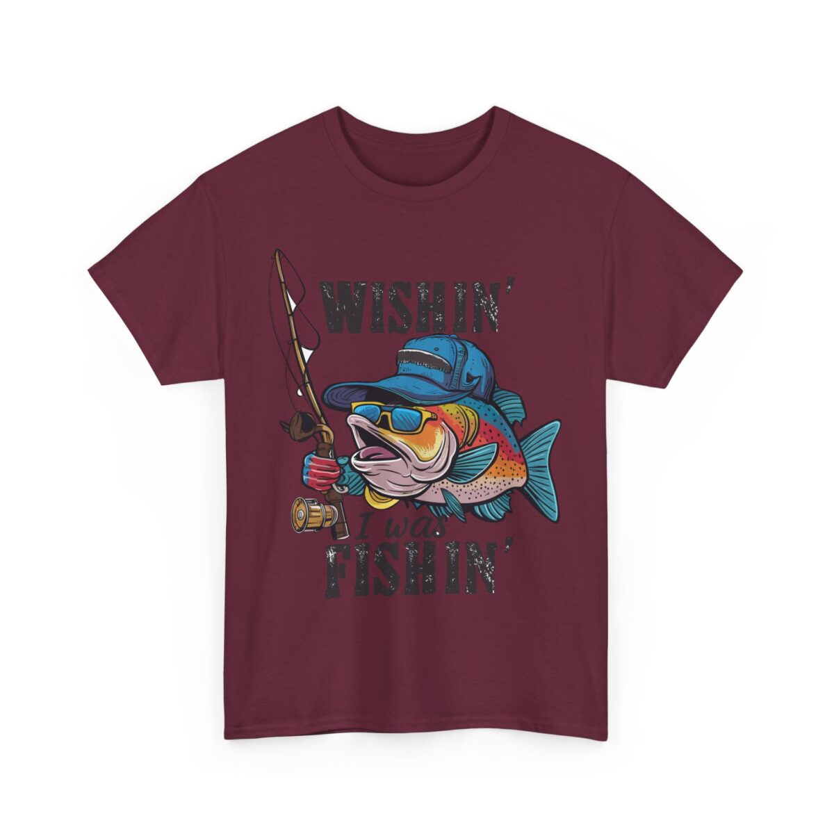 Whishing I was fishing Unisex Heavy Cotton Tee - Image 3
