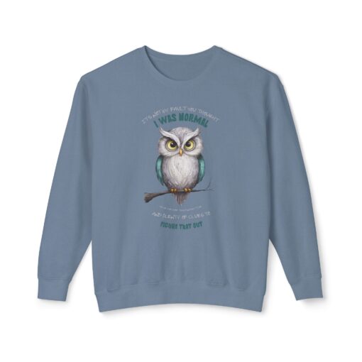 Quirky Owl's Message Unisex Lightweight Crewneck Sweatshirt - Image 17