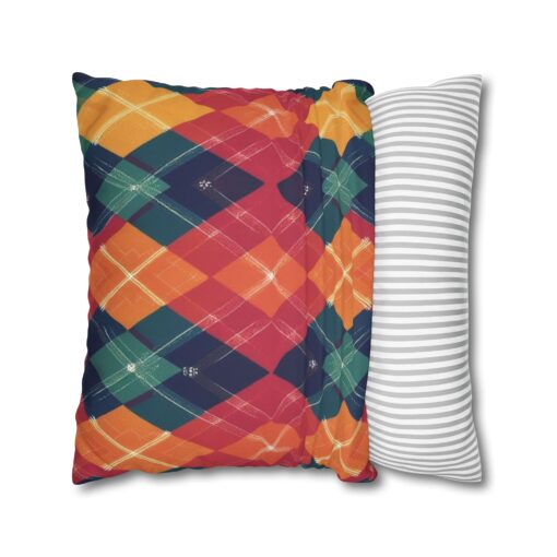 Festive Firelight Plaid Faux Suede Square Pillowcase - Image 14