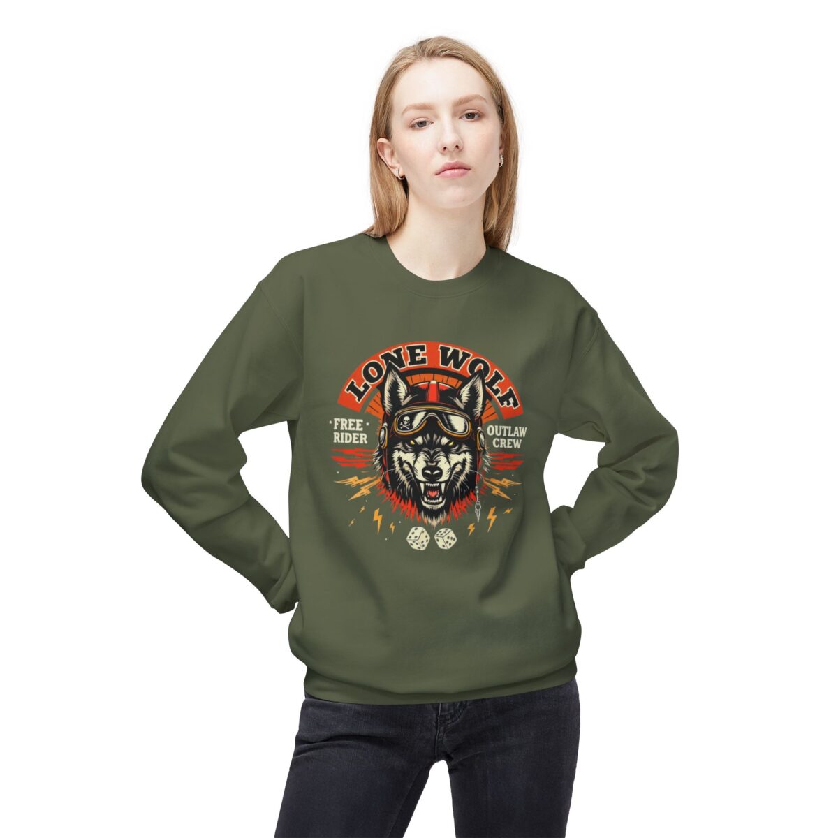 Lone Wolf Unisex Midweight Softstyle Fleece Crewneck Sweatshirt - Image 11