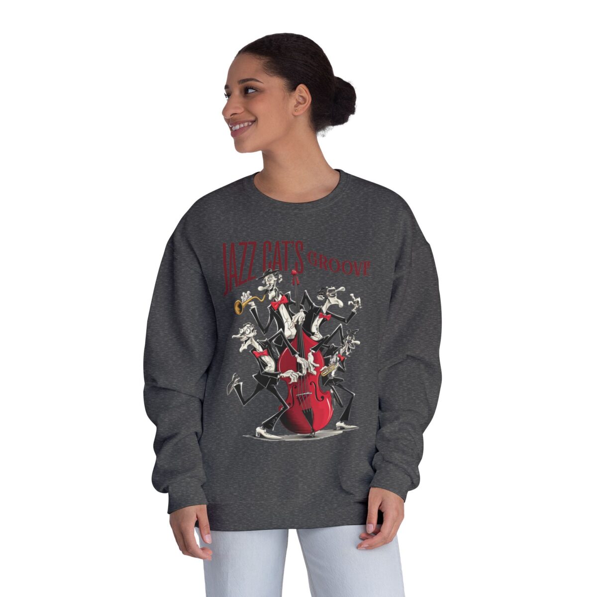 Jazz cat's groove Unisex NuBlend® Crewneck Sweatshirt - Image 8