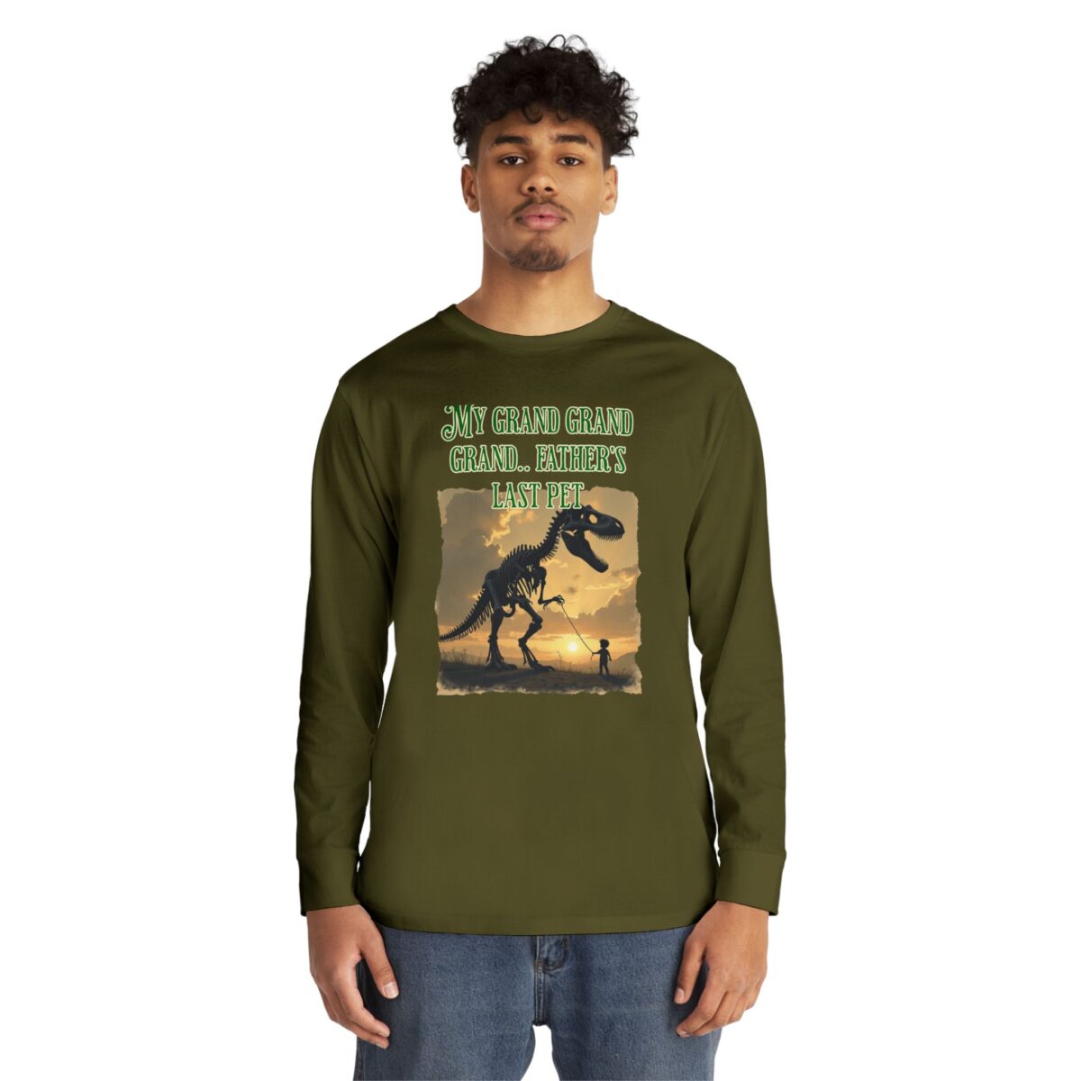 My Grand Grand Grandfather's Last Pet Long Sleeve Crewneck Tee - Dinosaur Theme - Image 19
