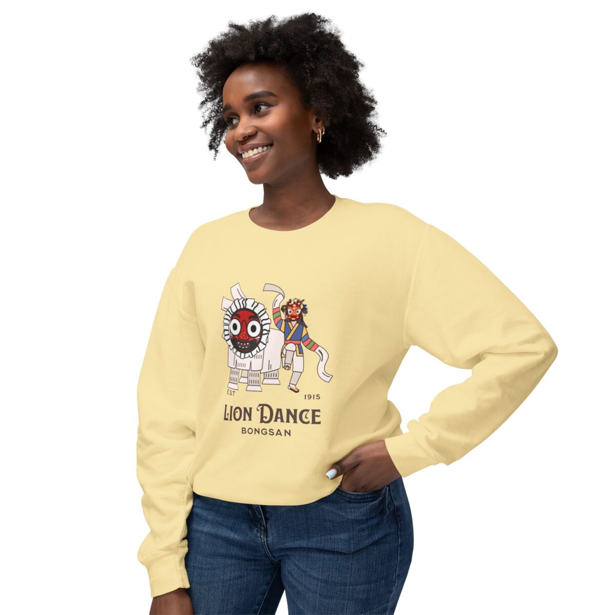 Korean traditional lion dance Unisex Lightweight Crewneck Sweatshirt - Image 15