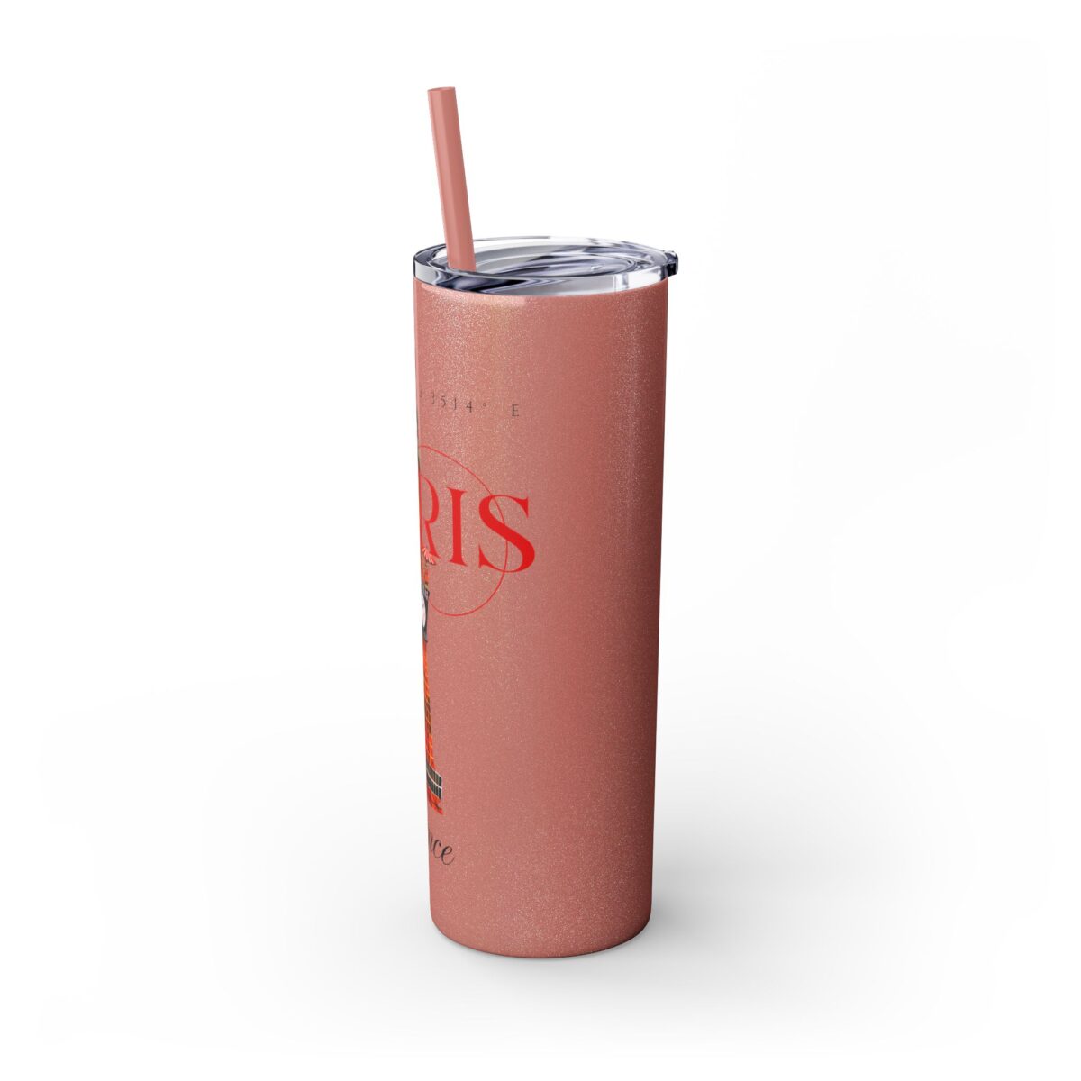 Paris Glitter Skinny Tumbler with Straw, 20oz - Image 8