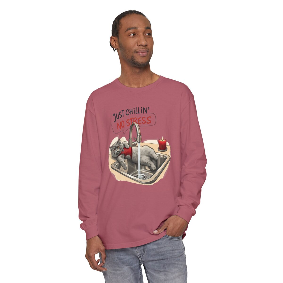 Just chillin' no stress Unisex Garment-dyed Long Sleeve T-Shirt - Image 47