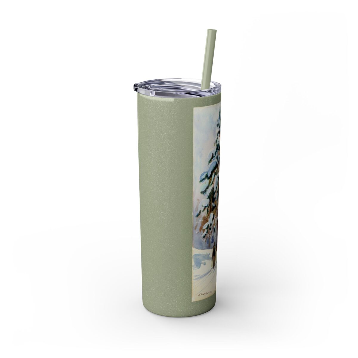 A tall pine tree Skinny Tumbler with Straw, 20oz - Image 6