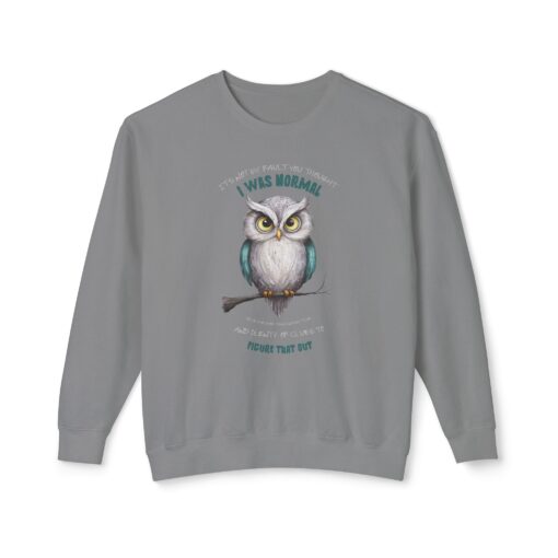 Quirky Owl's Message Unisex Lightweight Crewneck Sweatshirt - Image 13