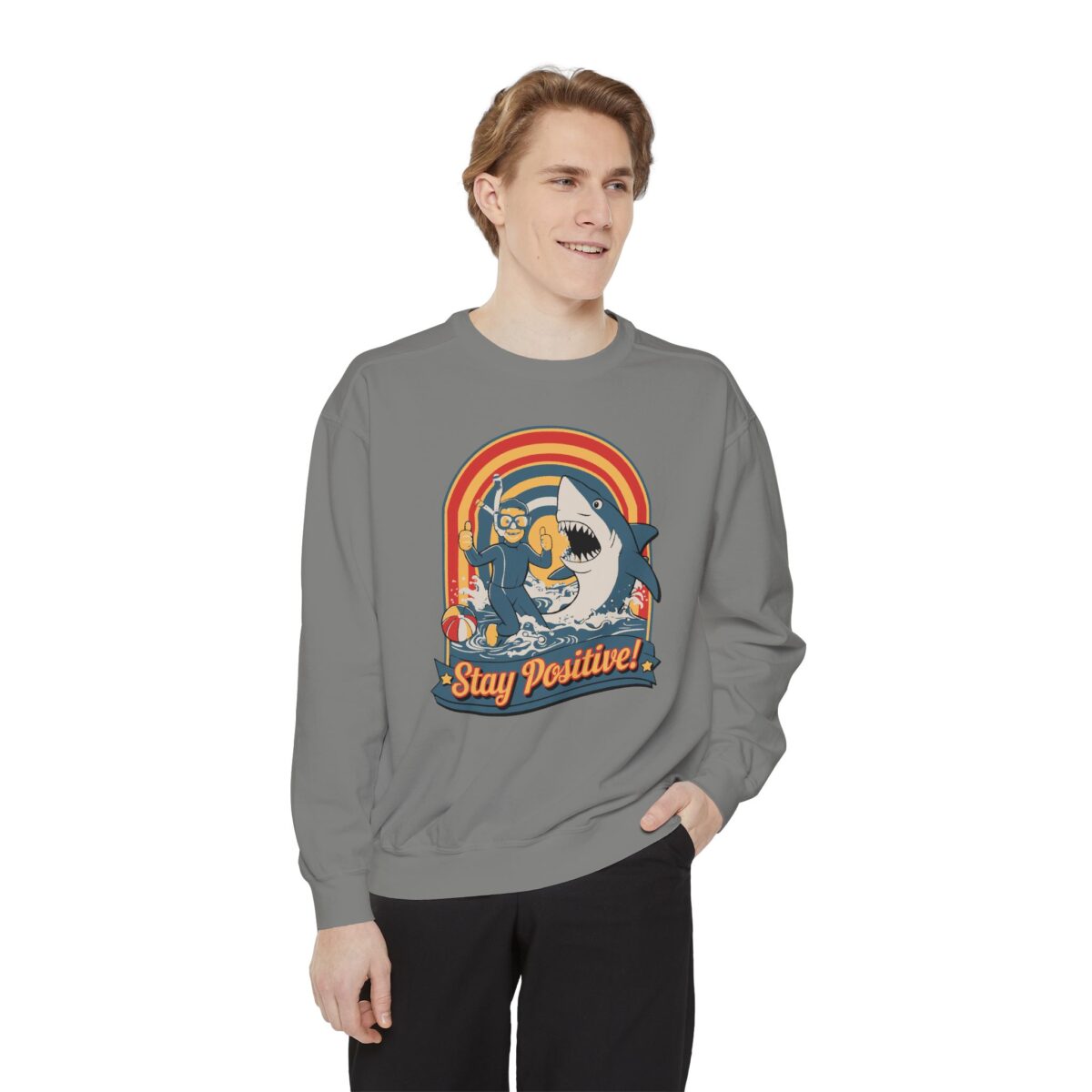 Stay positive Unisex Garment-Dyed Sweatshirt - Image 15