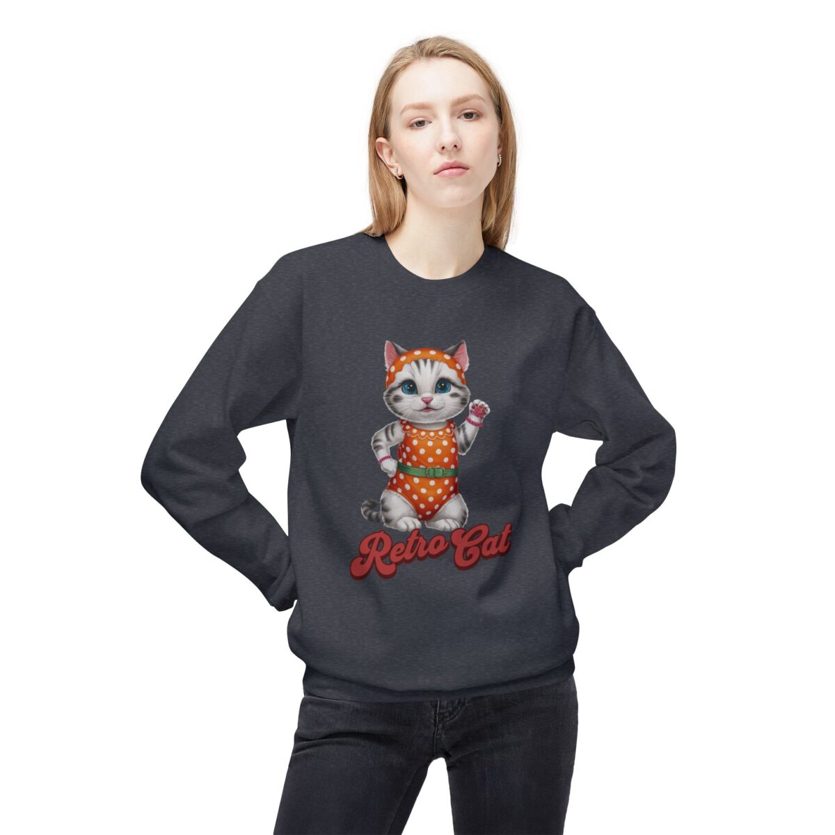 Retro Cat Unisex Midweight Softstyle Fleece Crewneck Sweatshirt - Image 27