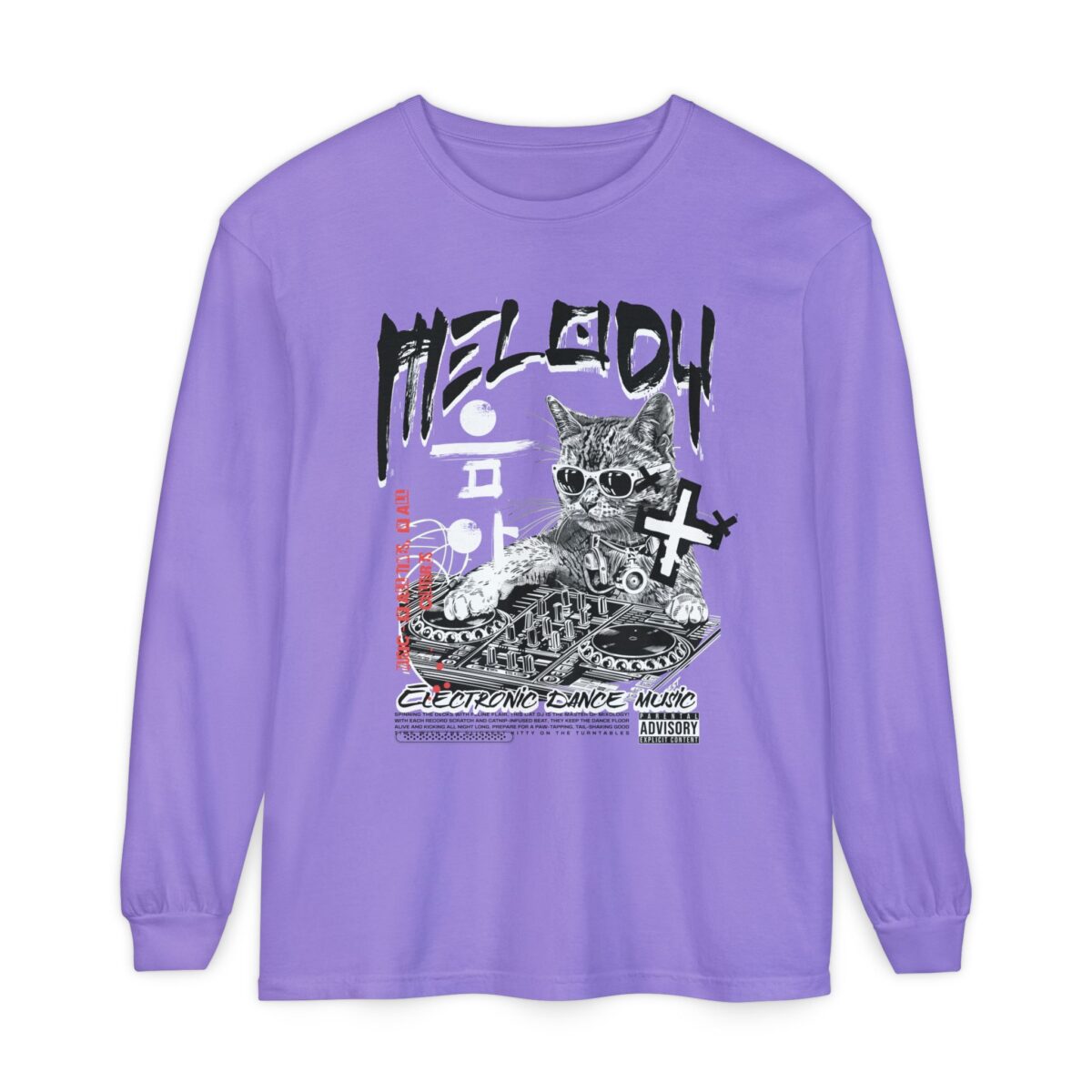 DJ Cat Unisex Garment-dyed Long Sleeve T-Shirt - Image 37