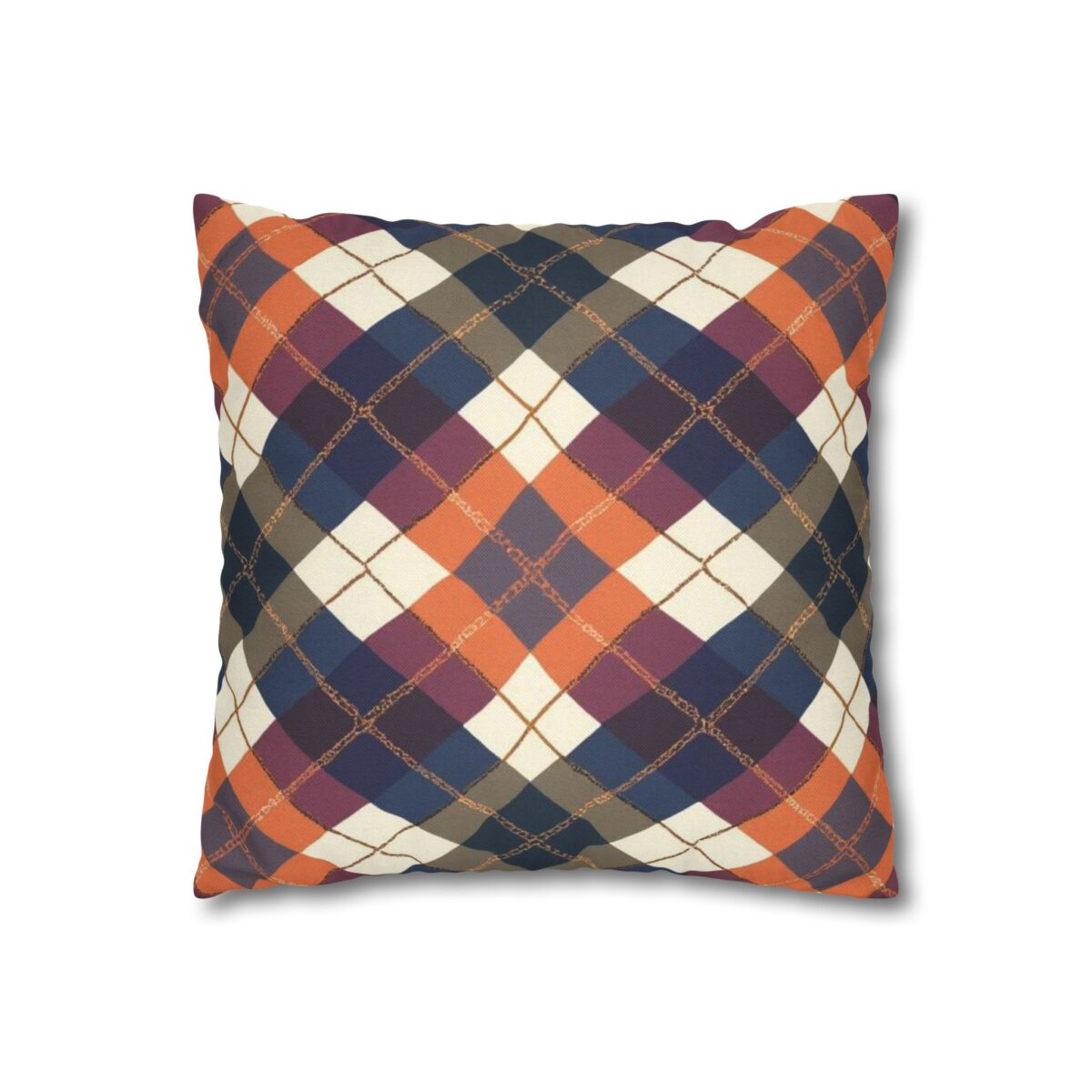 Warm Harvest Argyle Spun Polyester Square Pillowcase - Image 3