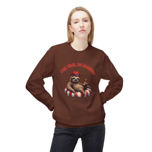 Chill vibes no deadline Unisex Midweight Softstyle Fleece Crewneck Sweatshirt - Image 3