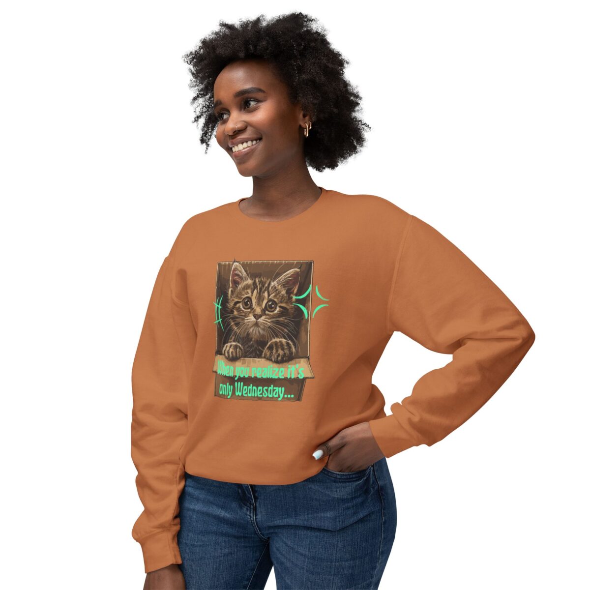 When you realize it's only Wednesday! Unisex Lightweight Crewneck Sweatshirt - Image 7