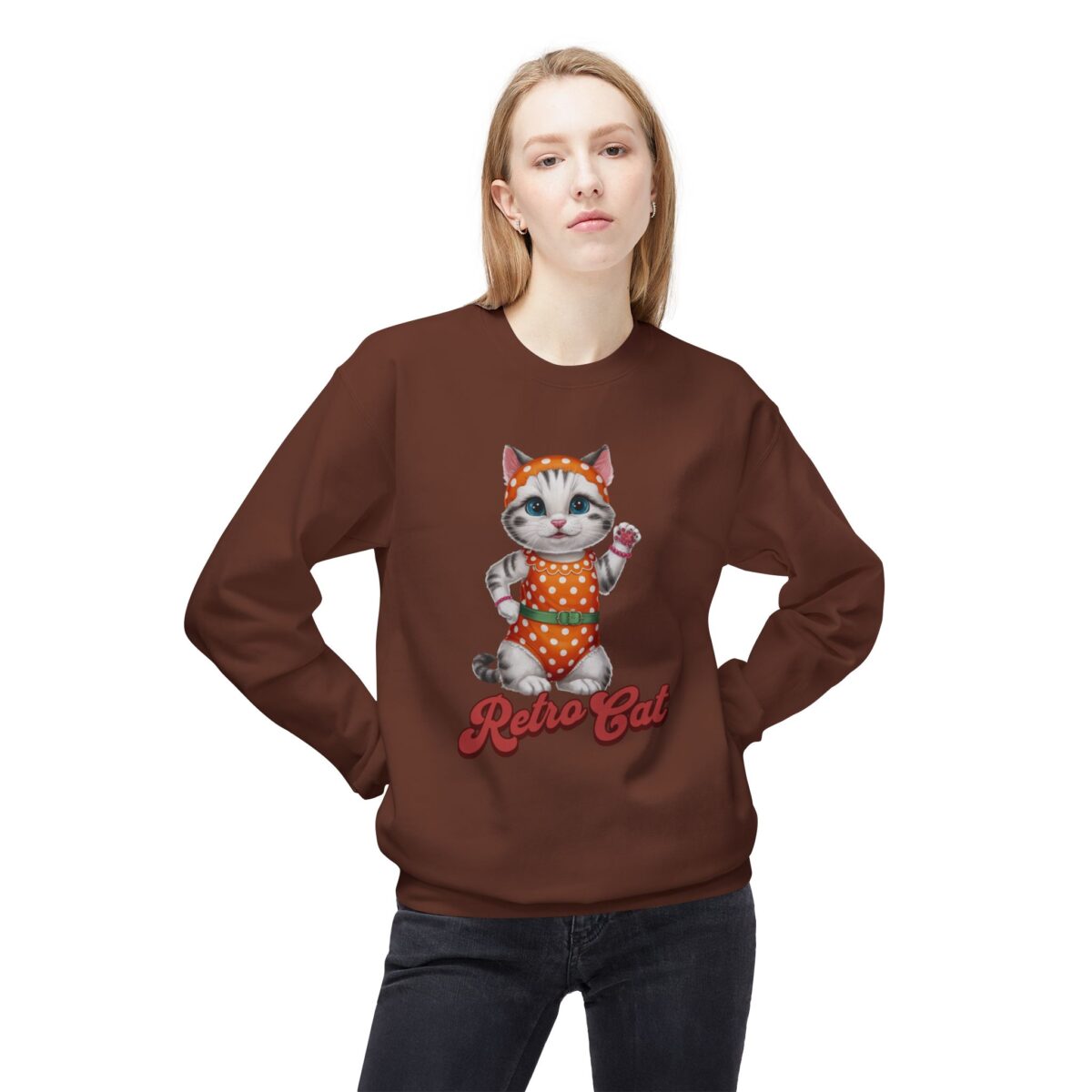 Retro Cat Unisex Midweight Softstyle Fleece Crewneck Sweatshirt - Image 11