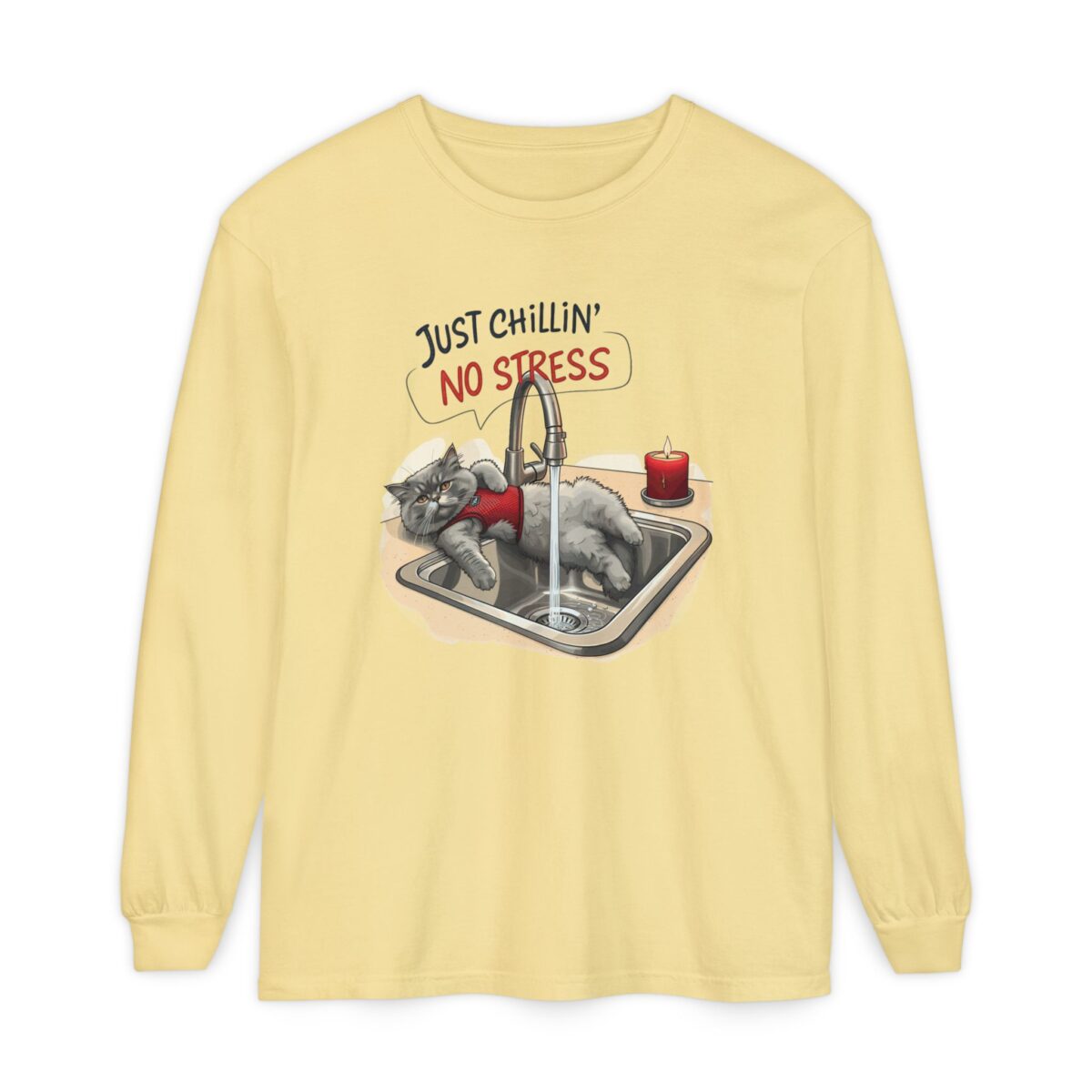 Just chillin' no stress Unisex Garment-dyed Long Sleeve T-Shirt - Image 9