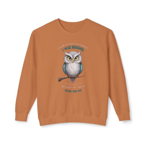 Quirky Owl's Message Unisex Lightweight Crewneck Sweatshirt