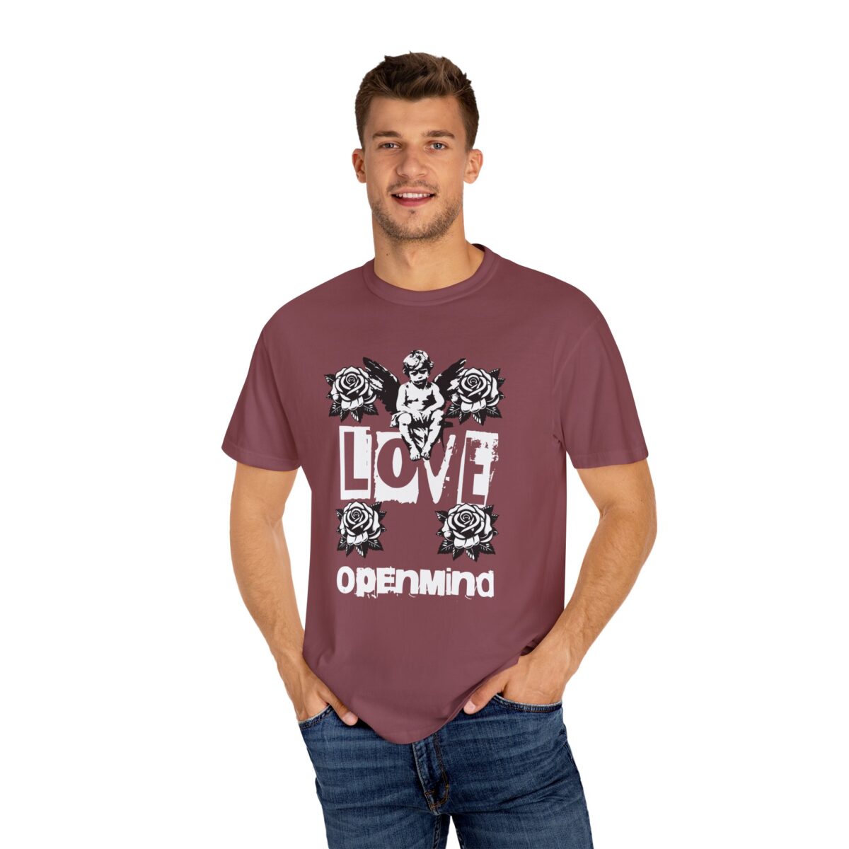 Unisex Garment-Dyed T-Shirt - Love Openmind Vintage Graphic Tee - Image 24