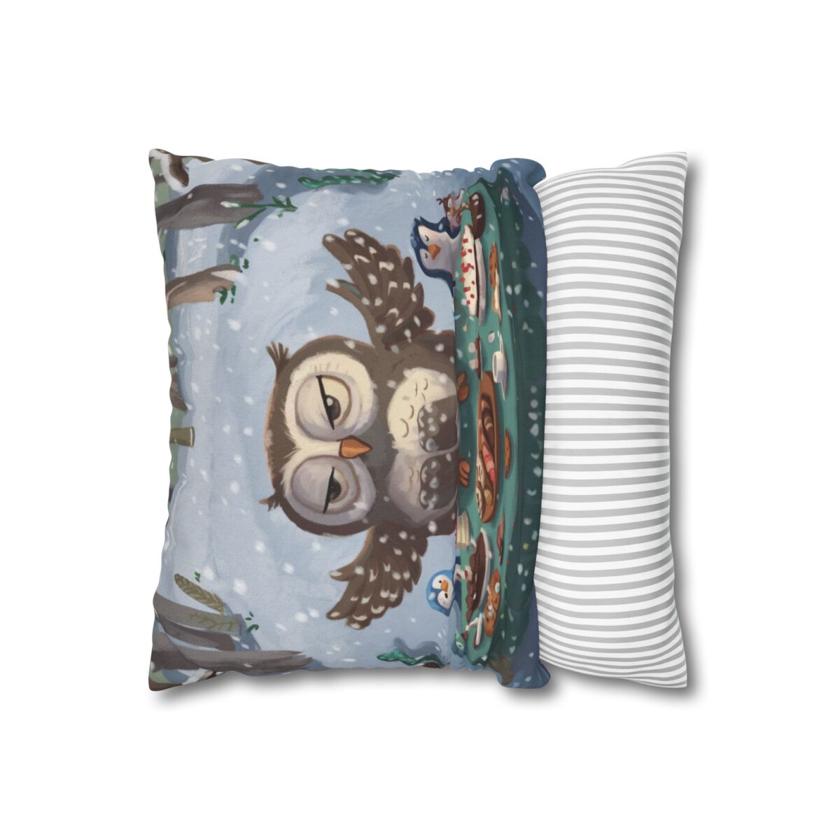 Winter Woodland Feast Spun Polyester Square Pillowcase - Image 2