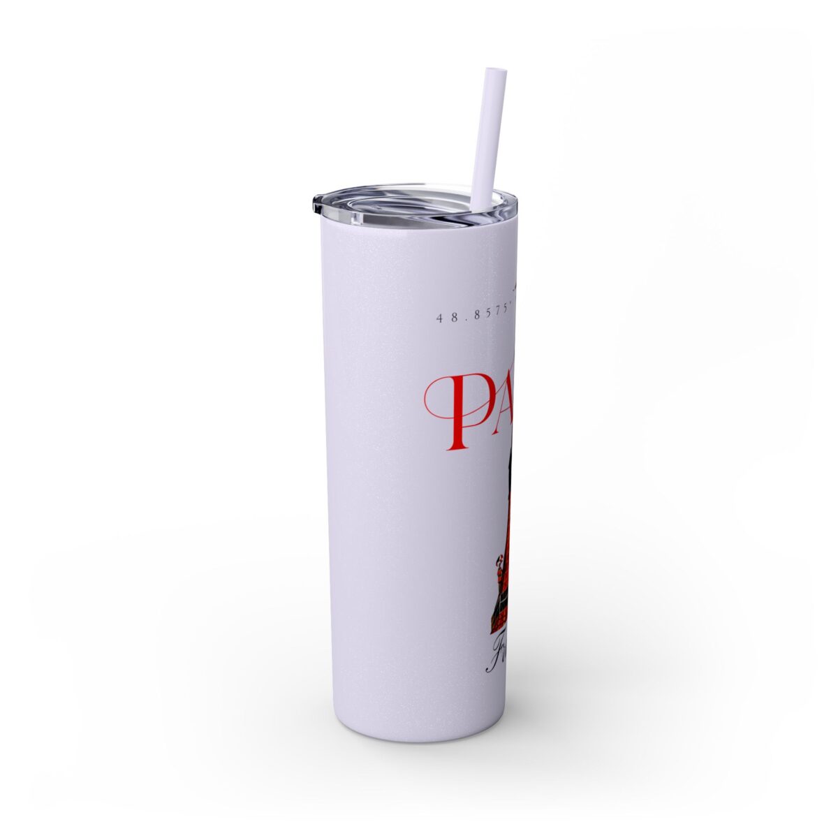 Paris Glitter Skinny Tumbler with Straw, 20oz - Image 18