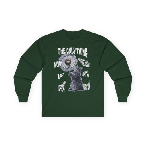 A cat worries about Unisex Ultra Cotton Long Sleeve Tee - Image 7